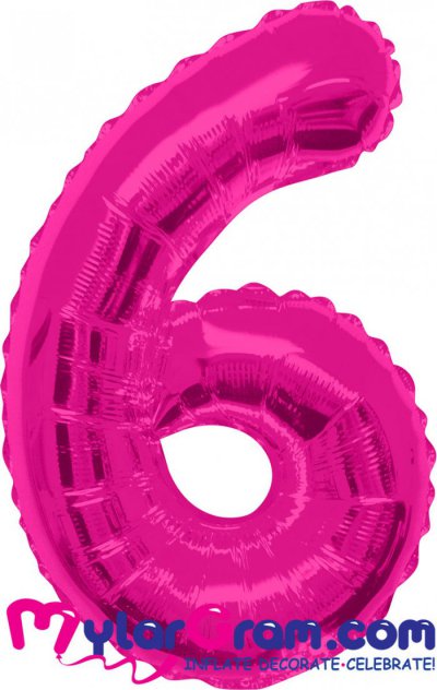 34" Number 6 Pink MylarGram