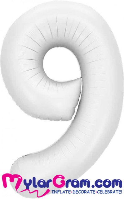 34" Number 9 White MylarGram