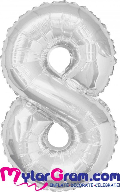 34" Number 8 Silver MylarGram 