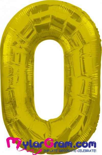 34" Number 0 Gold MylarGram