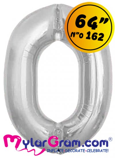 64" Number 0 Silver MylarGram 