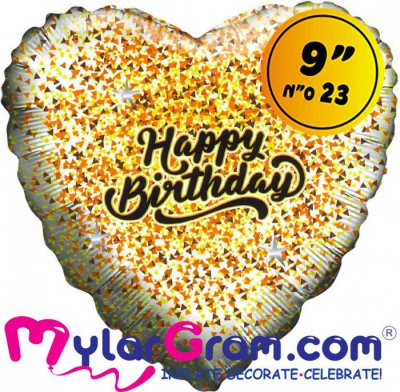 9" HB Glitter Gold/Rose Gold White Heart Airfilled