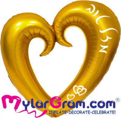 43" Mazel Tov Metallic Gold Open Heart