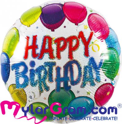 SALE 18" Happy Birthday Holographic Balloons