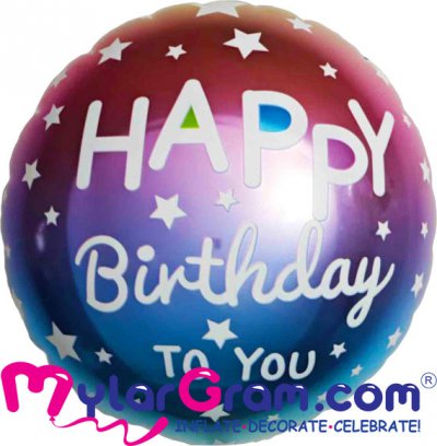 SALE 18" Happy Birthday Iridescent With Stars