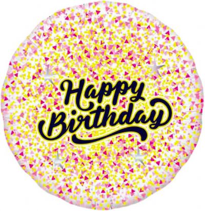 SALE 18" Happy Birthday Glitter Gold/Pink White