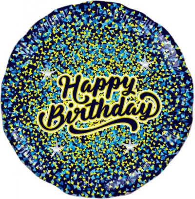 SALE 18" Happy Birthday Glitter Gold/Blue Black