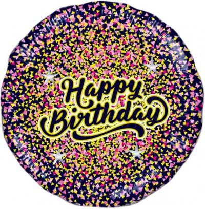 SAVE 18" Happy Birthday Glitter Gold/Pink Black