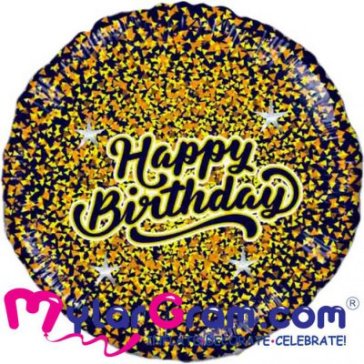 SALE 18" Happy Birthday Glitter Gold/Rose Gold Black