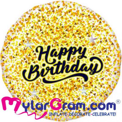 SALE 18" Happy Birthday Glitter Gold/Rose Gold White