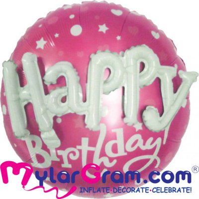 SALE 22" Happy Birthday Pink