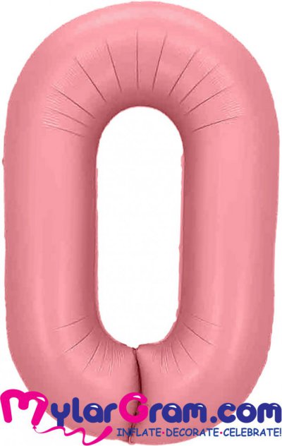 34" Number 0 Baby Pink MylarGram