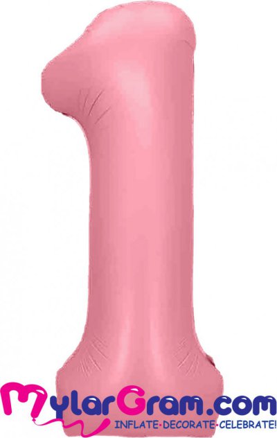 34" Number 1 Baby Pink MylarGram