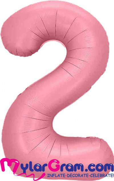 34" Number 2 Baby Pink MylarGram