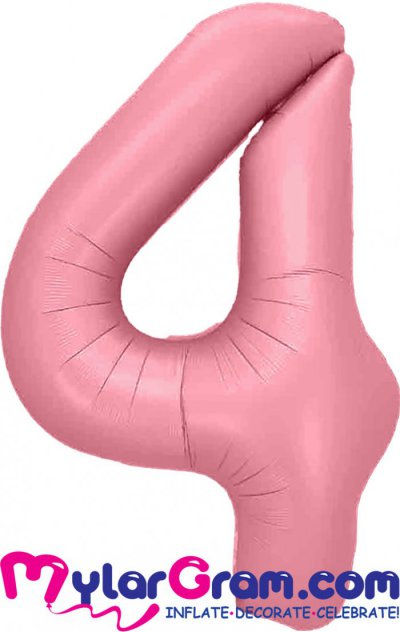 34" Number 4 Baby Pink MylarGram