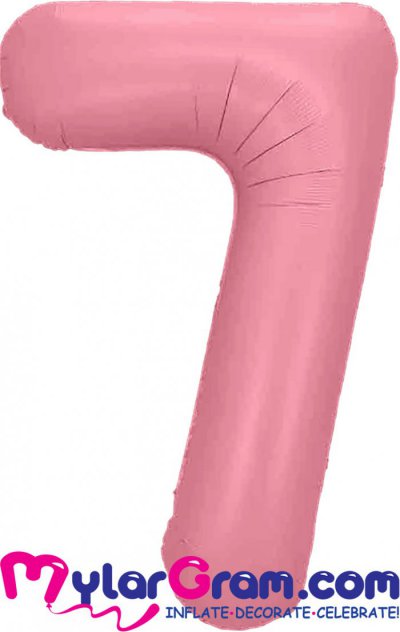 34" Number 7 Baby Pink MylarGram