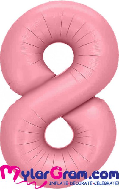 34" Number 8 Baby Pink MylarGram