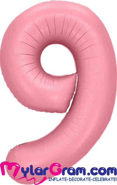 34" Number 9 Baby Pink MylarGram