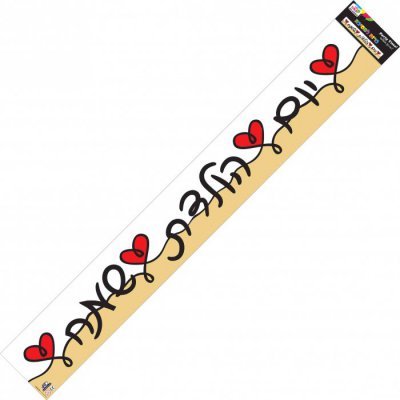 Happy Birthday Banner  White/Beige Red Hearts