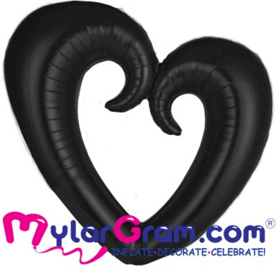 43" Black Open Heart