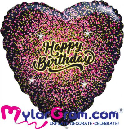 SALE 28" HB Glitter Gold/Pink Black Heart