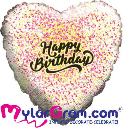 SALE 28" HB Glitter Gold/Pink White Heart