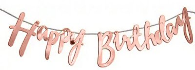 Happy Birthday Rose Gold Chain Banner 