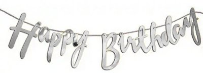Happy Birthday Silver Chain Banner 