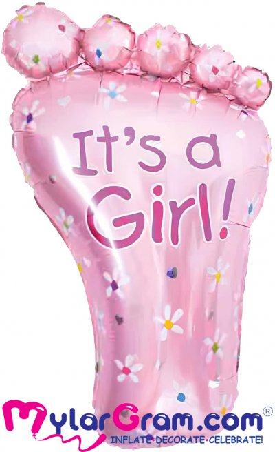 SALE 31" It's A Girl Boy Pink Foot