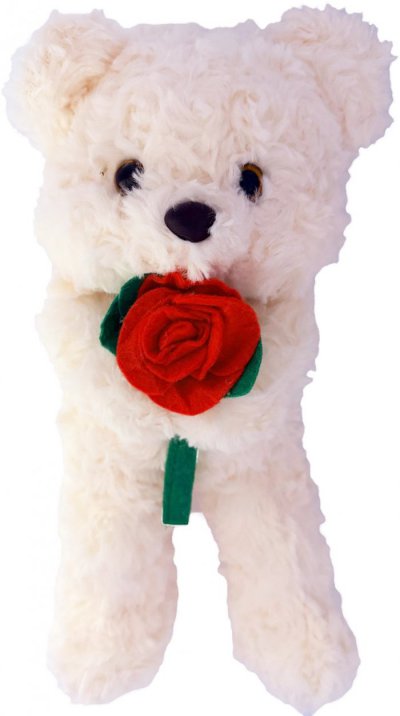 Plush  Bear holding Red flower   30cm