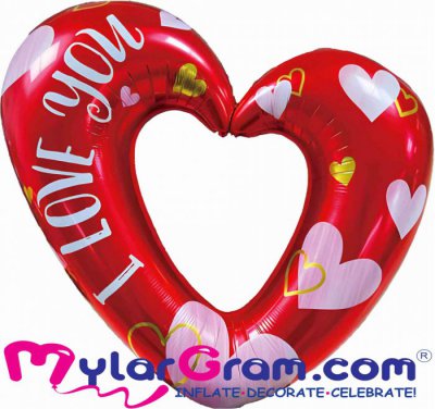 40" I Love You Red/Pink Open Heart