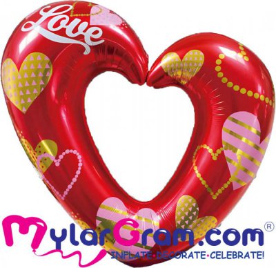 40" Love Red/Gold Open Heart