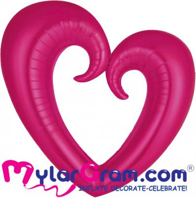 43" Hot Pink Matt Open Heart