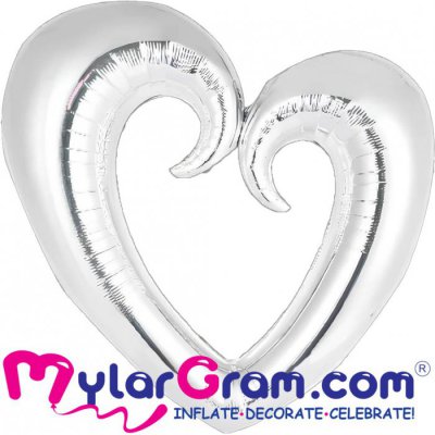 43" Silver Open Heart