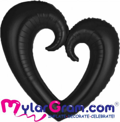 43" Black Metallic Open Heart
