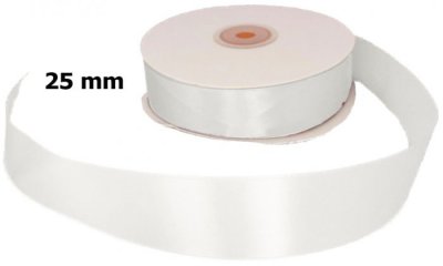 Satin Ribbon White 25mm x 50m