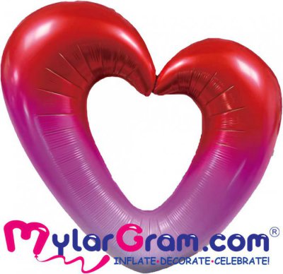 40" Red/Pink Rainbow Open Heart