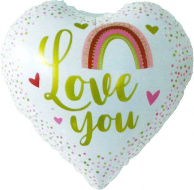 18" I Love You White Rainbow Heart