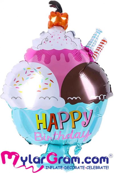 30" Happy Birthday Ice Cream Sundae