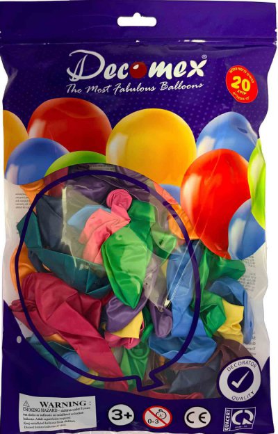 12" Assorted Metallic DECOMEX 20pc bag