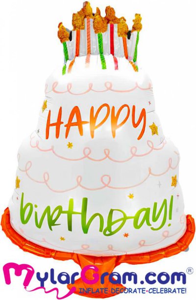 SALE 40" Happy Birthday Cake With Candles