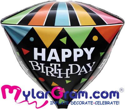 22" Happy Birthday Diamond Shape 4D