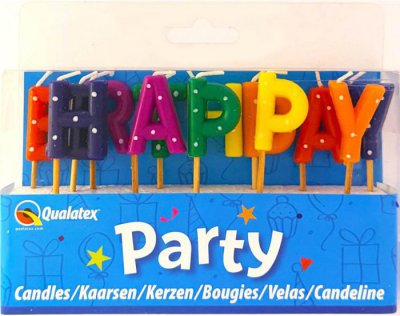 Happy Birthday Dots Multicolor  Candle 