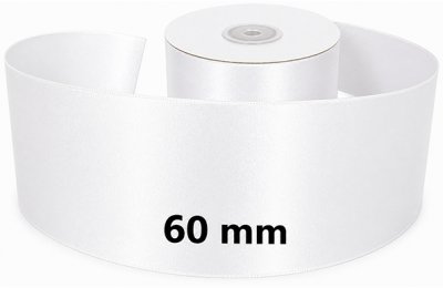 Satin Ribbon White 60mm x 50m