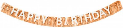 Happy Birthday Fringe Garland Rose Gold/Silver