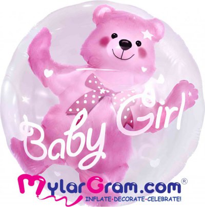 26" Baby Girl Bear Double Bubble