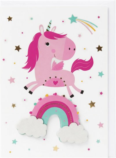 Unicorn Rainbow Greeting Card 3D