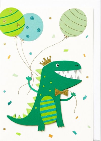 Green Dinosaur Greeting Card 3D