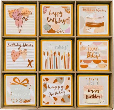 Happy Birthday Mini Greeting Cards Tray 180 pc 