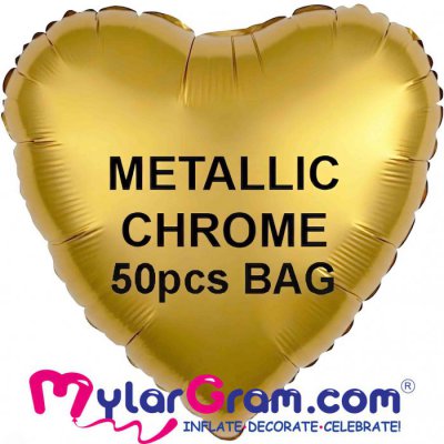 18" Metallic Chrome Gold Heart MYLARGRAM